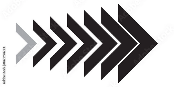 Obraz Dynamic Moving Arrow icon. Chevron arrow icon. Moving arrows icon. blend effect, pointer, speed direction, road caution, military, navigation sign isolated on white background. Dynamic moving arrow.