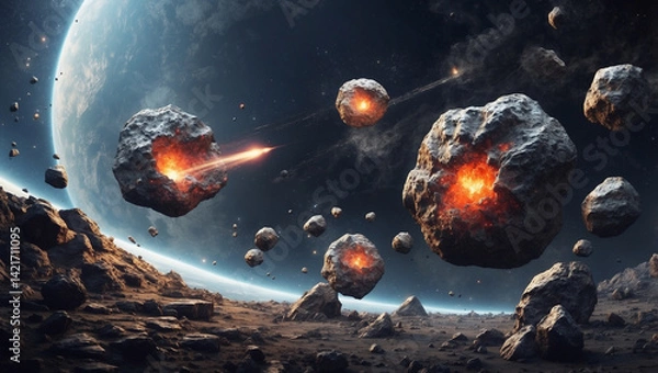 Obraz Stunning Visual of Asteroids in Space for Educational Purposes