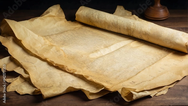 Fototapeta Set of Ancient Parchment Sheets for Historical Projects and Crafting