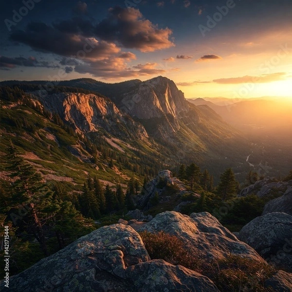 Obraz sunset in the mountains
