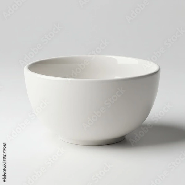 Fototapeta white ceramic bowl with a smooth, rounded form and a subtle base, photographed against a neutral background