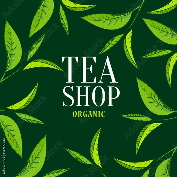 Obraz Organic tea frame emblem