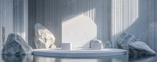 Obraz Minimalist white stone podium