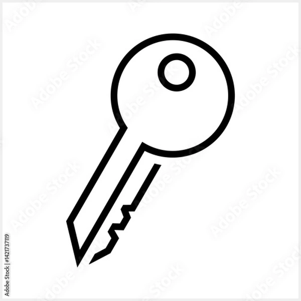 Fototapeta Doodle key icon isolated. Hand drawn art line. Sketch vector stock illustration