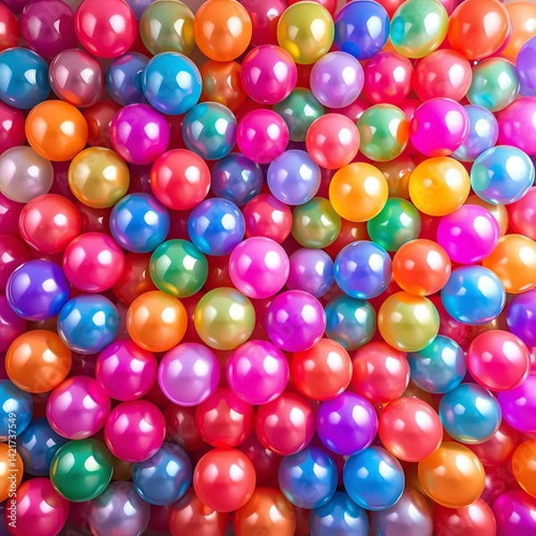 Fototapeta colorful party balloons in multiple sizes randomly floating in a room