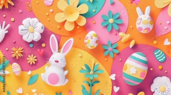Fototapeta Vibrant Color Block Arrangement of Multiple Easter Eggs