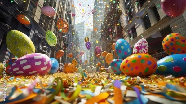 Fototapeta An Epic Easter Parade Scene with Vibrant Floats