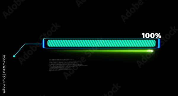 Obraz Progress Bar Loading Graphic with Neon Lights on Black Background