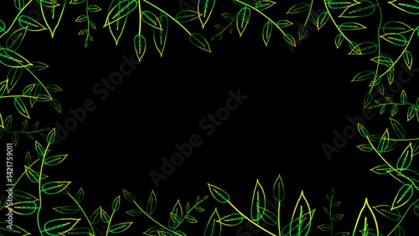 Obraz Green Leafy Border Design with Vibrant Outline for Creative Projects