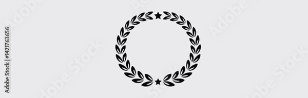 Fototapeta Vector laurel wreath isolated,  black silhouette circular laurel foliate, wheat and oak wreaths depicting an award, laurel wreath vector on white background