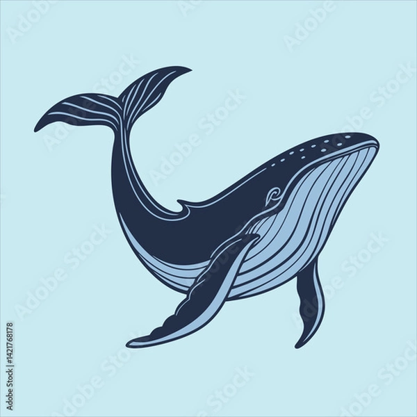 Obraz Blue whale vector illustration 