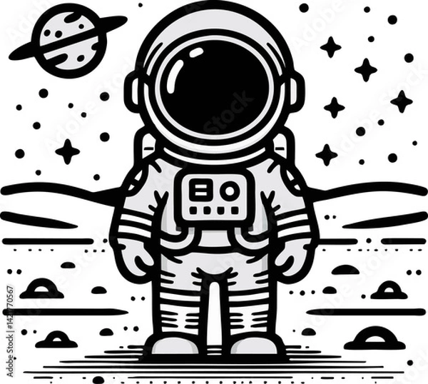 Obraz Astronaut in Space Landscape Illustration