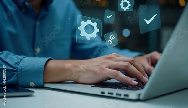 Fototapeta AI-Powered Business Solutions Streamlining Workflow Efficiency with Technology