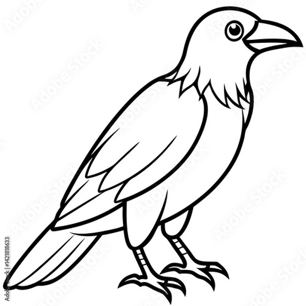 Fototapeta Elegant One-Line Crow Vector Drawing