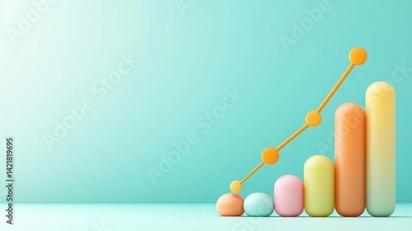 Fototapeta Whimsical representation of rising conversion rates in a business environment visual graph illustration light and playful color palette