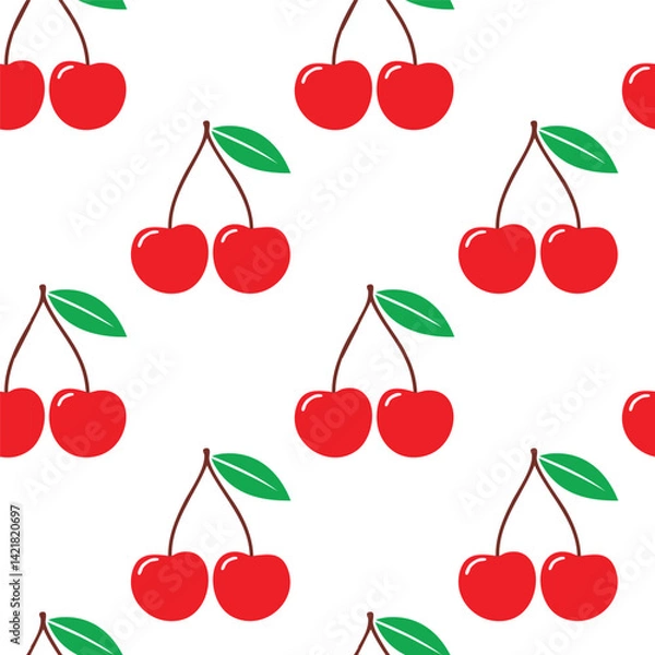 Obraz Hand drawn cherry seamless pattern background