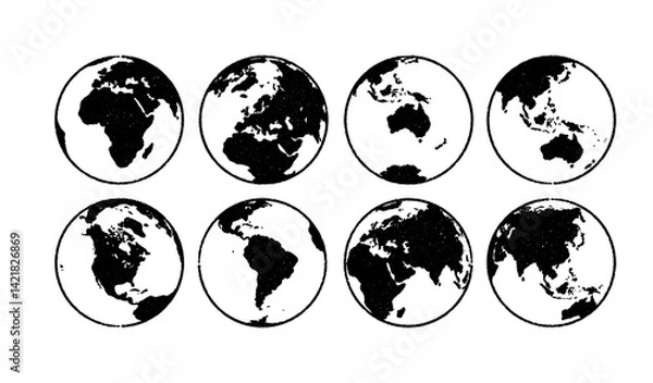 Obraz Set of Vintage Earth Globe: Retro World Illustration