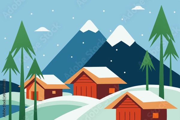 Obraz winter landscape with house