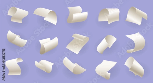 Obraz Flying realistic paper sheet set