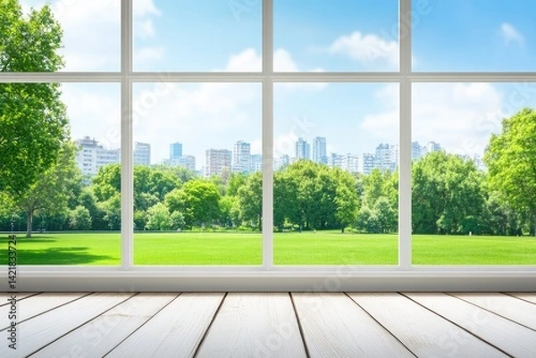 Obraz City park view from a window