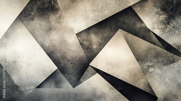 Fototapeta Monochrome Geometric Abstract with Textured Surface and Angular Shapes