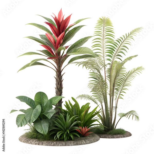 Fototapeta Plants in 3d rendering. Beautiful plant in 3d rendering isolated