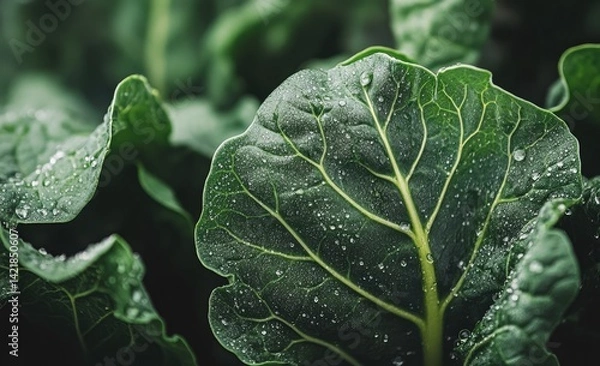 Obraz Close-up of fresh, vibrant green leaves