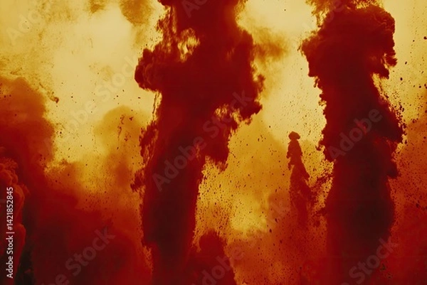 Obraz Fiery plumes of color explode