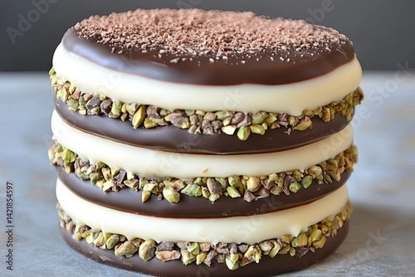 Obraz Stacked chocolate and cream cookies