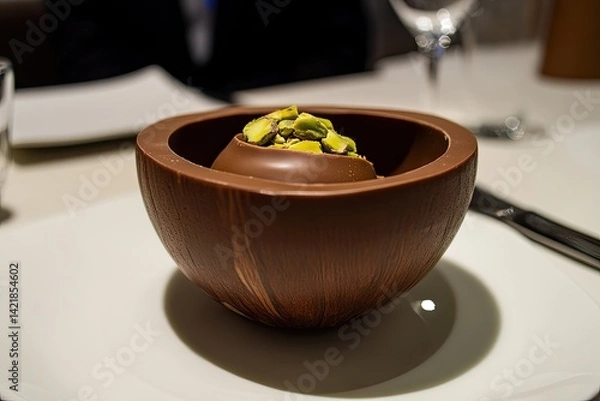 Obraz Chocolate dessert bowl with pistachios