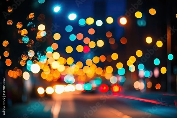 Obraz Night city lights bokeh
