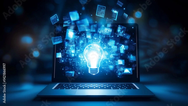 Obraz Digital technology e-learning concept for online internet courses