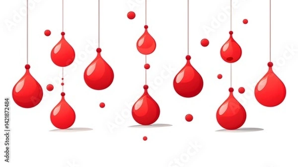 Fototapeta Professional Stock Vector Illustration of Red Blood Type Drops and Blood Donation