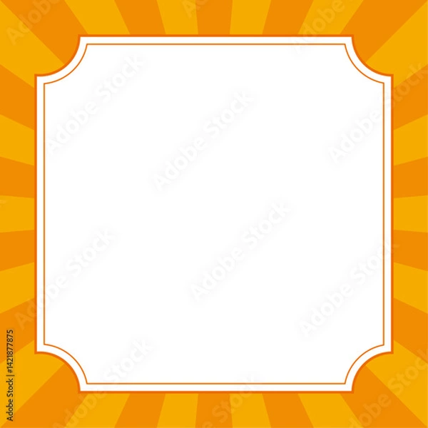 Fototapeta オレンジ色の集中線に角なしフレーム　正方形
Orange concentrated lines with no corners, square frame