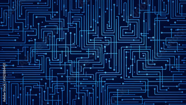 Fototapeta Glowing Blue Circuit: Abstract Digital Network Pattern.
Futuristic Data Flow: Abstract Blue Line Design.
Modern Tech Grid: Glowing Blue Line Network.
