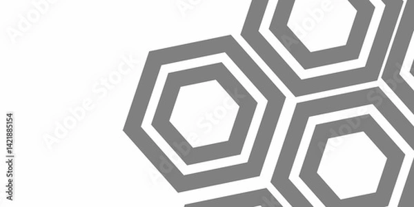 Fototapeta  a repeating geometric pattern composed of nested hexagons. Each group consists of two concentric hexagons with thick gray outlines. The hexagons are arranged in a diagonal, 