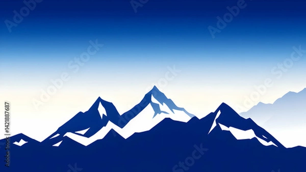 Fototapeta Minimalist Mountain Peaks: Vector Art on Gradient Blue Sky.
 Graphic Mountain Design: Angular Shapes and Blue Gradient.
 Serene Mountain Illustration: Vector Peaks on Light Sky.


