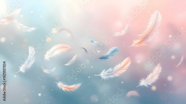 Fototapeta Floating Feathers Dream: Pastel Colors and Soft Bokeh.
Serene Feather Cloud: Delicate Details on Pastel Sky.
Ethereal Feather Scene: Lightness and Dreamy Colors.
