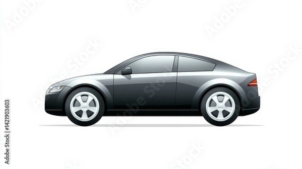 Obraz Sleek black car on white background ideal for automotive design projects sleek