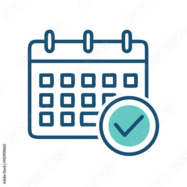 Fototapeta Calendar with Checkmark Icon Representing Approved Event