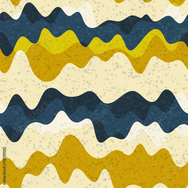 Obraz Marbling wave fluid vector seamless pattern. Striped curve line texture. Horizontal curly geometry wrapping. Cambered fabric print design. Wave flow splash fluid shapes swatch.