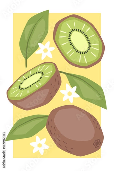 Obraz Vector fruit poster with kiwi
