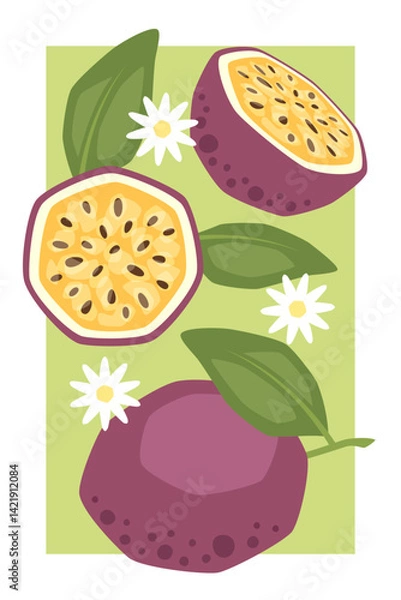 Obraz Vector poster with passion fruit