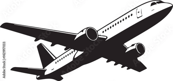 Obraz Airplane passenger travel silhouette icon. Aeroplane vector icon aircraft isolated symbol shape