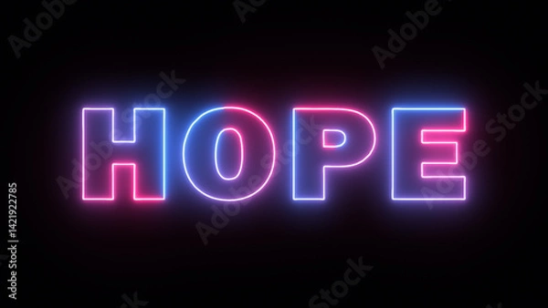 Obraz neon hope glow editable text effect.