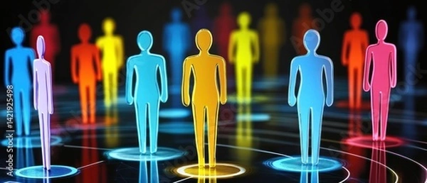 Fototapeta Global Network:  A vibrant visual representation of interconnected individuals forming a diverse and powerful global community.