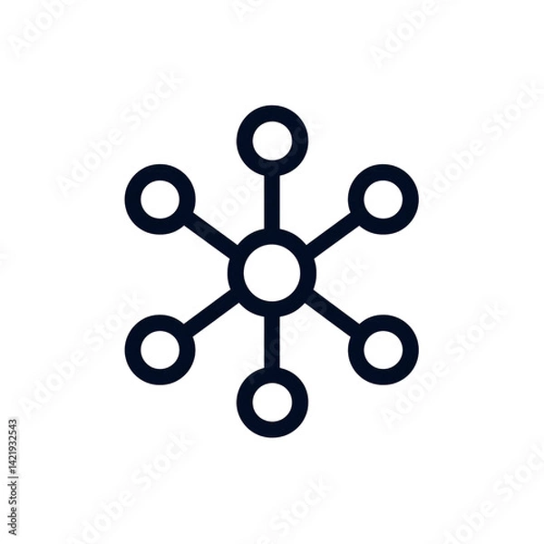 Obraz Abstract Network Connection Icon Central Hub with Six Satellites