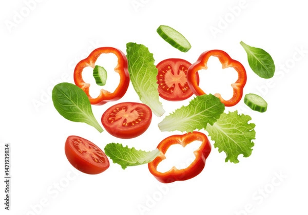 Fototapeta Colorful vegetable slices in motion