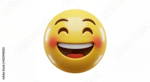 Fototapeta Happy Smiley Face Emoji with Rosy Cheeks