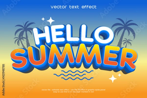 Fototapeta Hello summer editable text effect